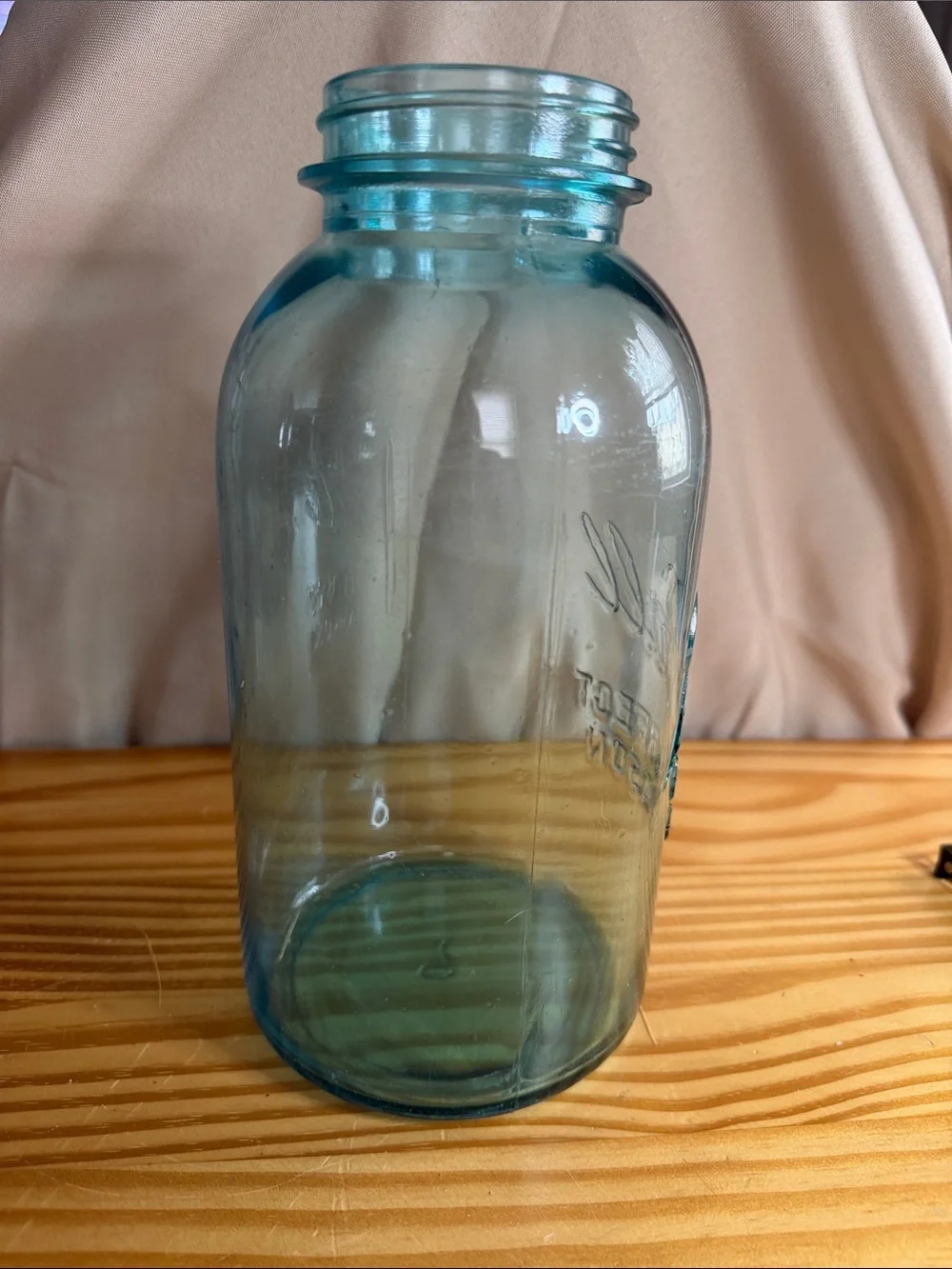 Vintage Aqua Ball Perfect Mason Jar Half-Gallon 2-Quart Zinc Lid 9.5